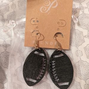 Wooden football earrings NWOT